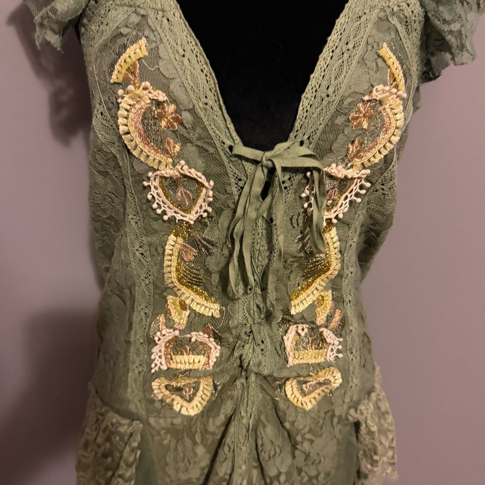 Blanco De Ibiza Fairy Elven Boho Grunge Lace Renfaire Festival Cottagecore - Picture 4 of 10